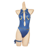 Street Fighter 6 Chun Li Blue Swimsuit Accessories Set Outfits Cosplay Costume